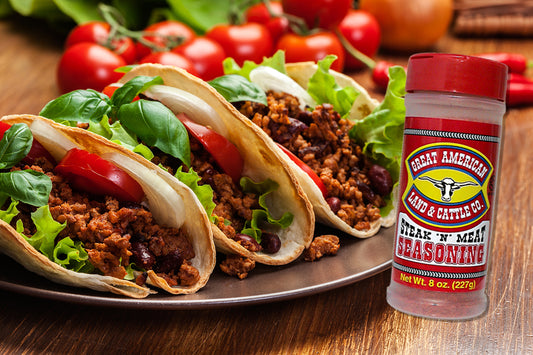 Taco's prepared with Great American Steak and Meat Seasoning