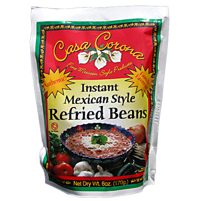 dehydrated refried beans in handy 6oz serving bags