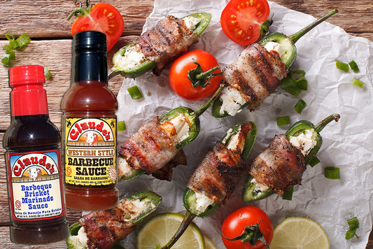 Stuffed Jalapeno peppers and leftover brisket with Claude's BBQ Brisket Marinade and Western Style BBQ Sauce