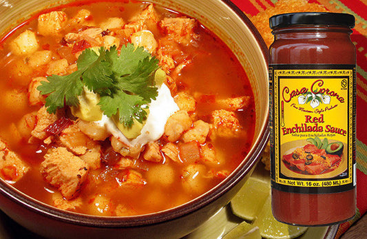 Casa Corona Red Enchilada Sauce and pork pozole
